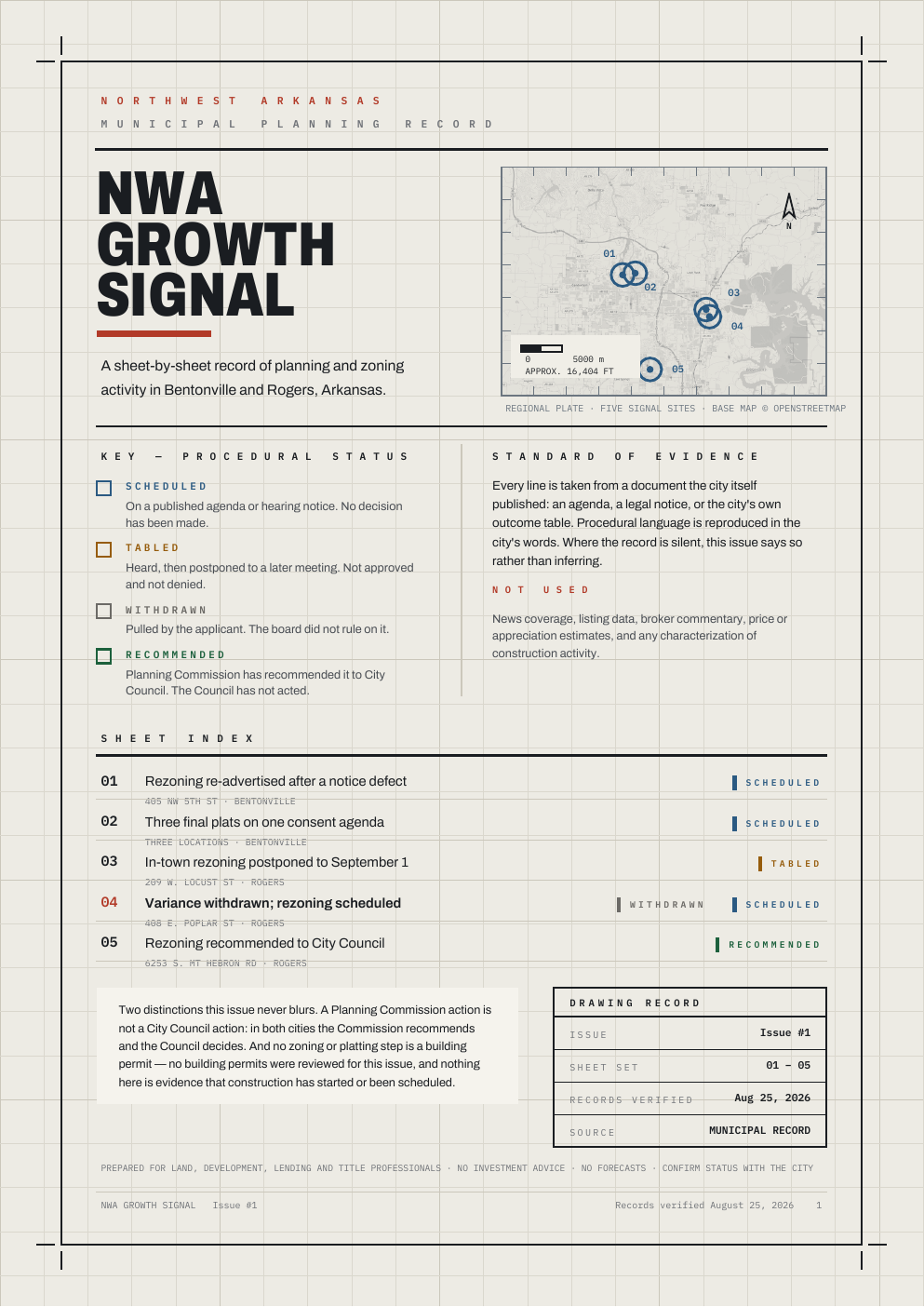 Cover of NWA Growth Signal Issue 01, the Northwest Arkansas municipal planning record